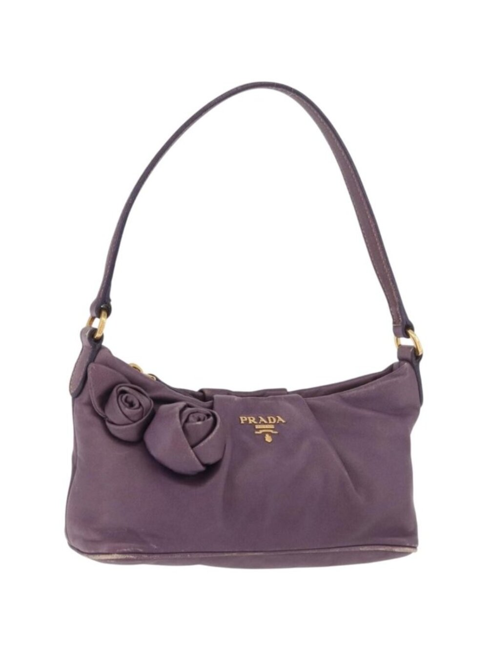 PRADA Accessory Pouch Leather Purple Gold